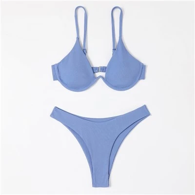 Solid bikiní fyrir dömur Sexy Push Up Underwire kvenna sundföt